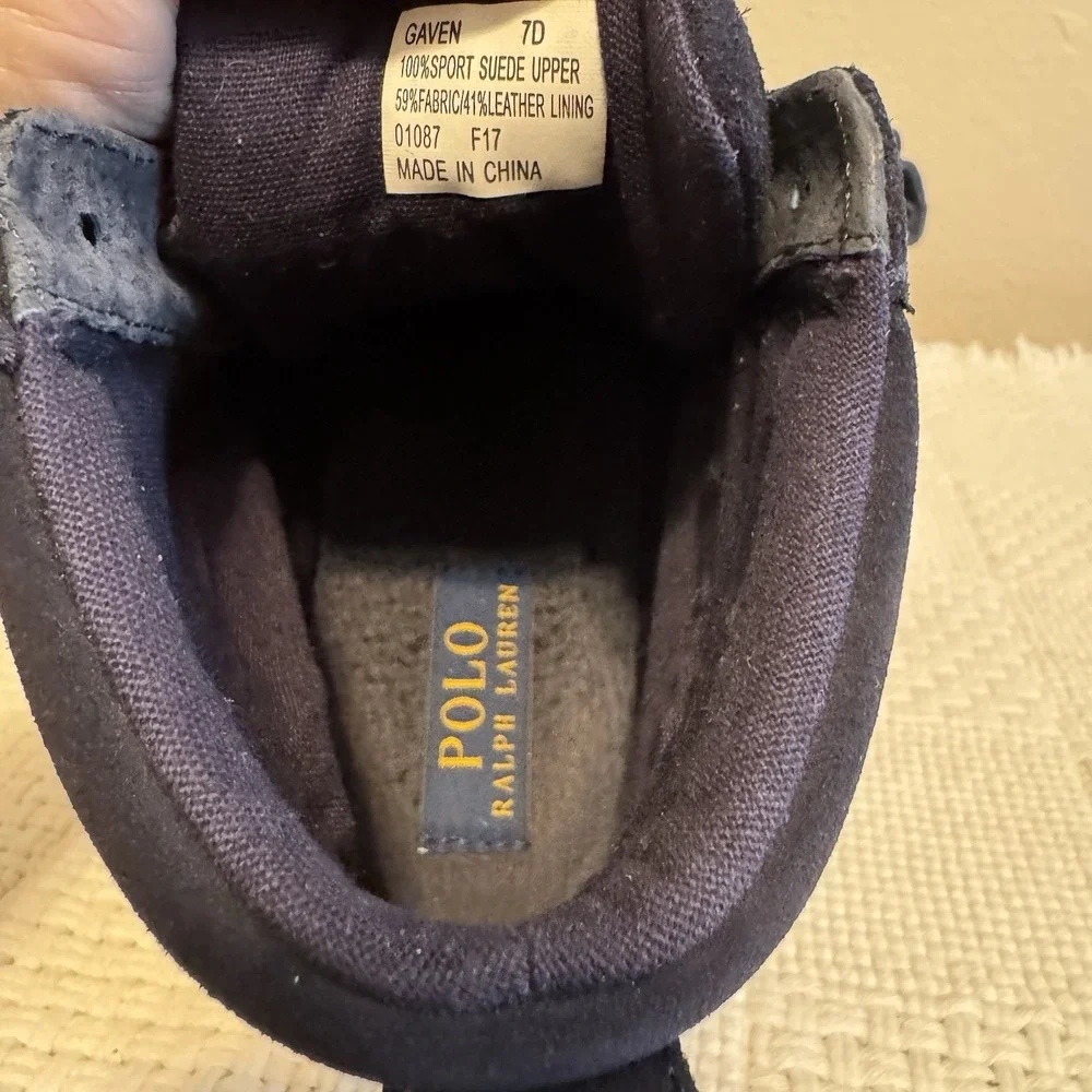 Polo Ralph Lauren Blue Suede GAVEN High Top Sneakers‎ Size 7D